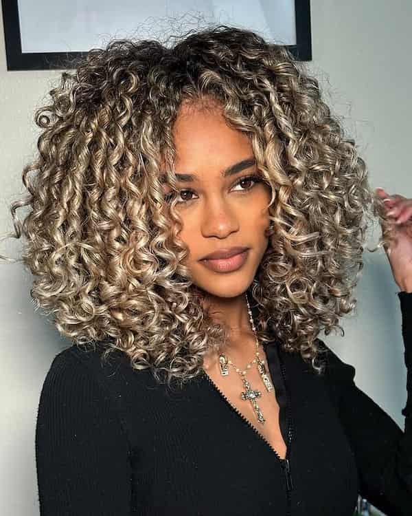 Blonde Curls with Darker Roots