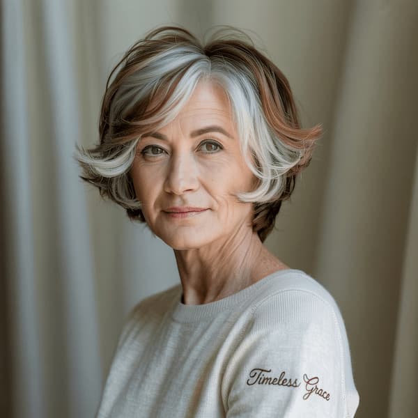 Brown and Gray Layered Haircut