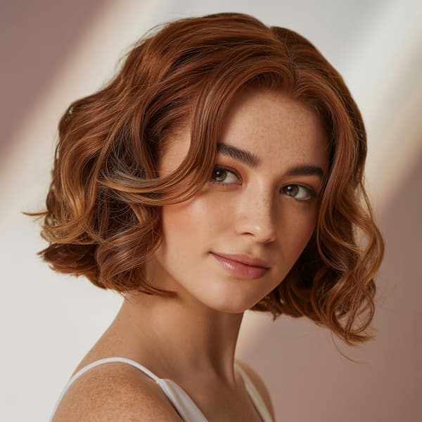 Loose Center Parted Curly Bob