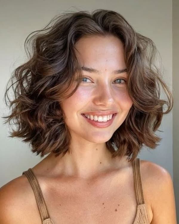 Center-Parted Curly Bob 