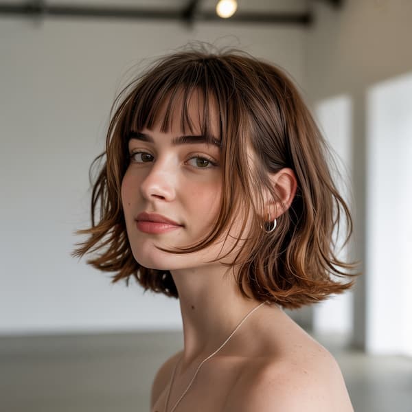 Choppy Bob with See-Through Bangs for Natural Hair 