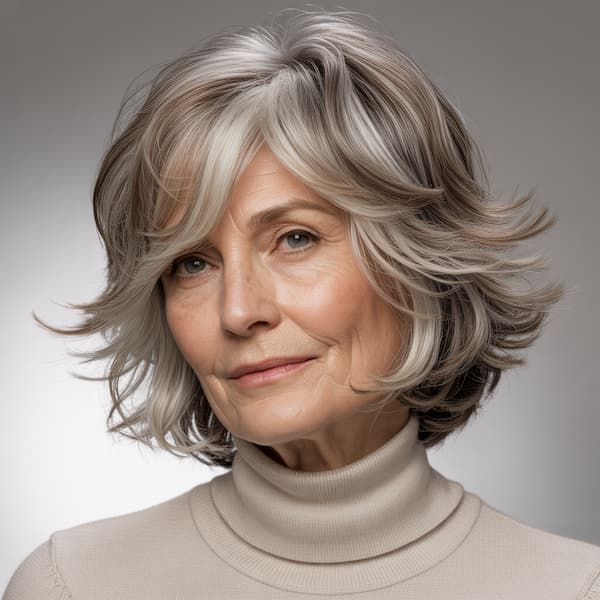 Choppy Feathered Bob with Bangs