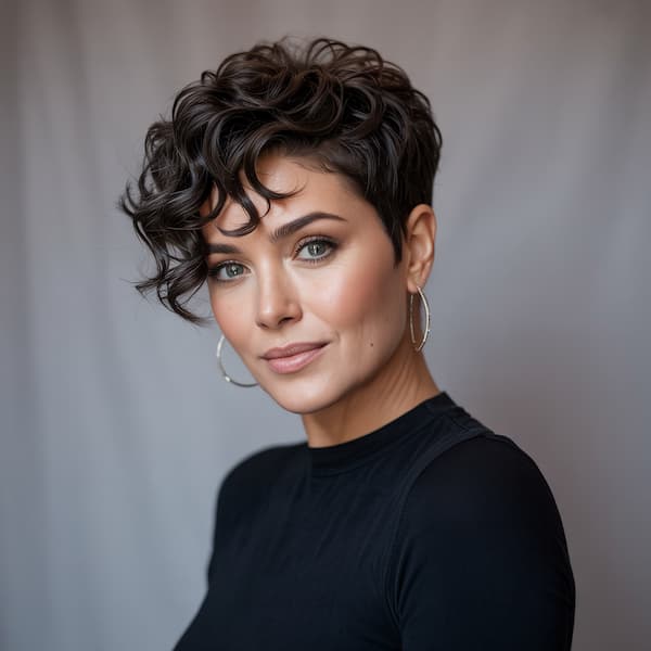 Choppy Pixie with Longer Curly Layers 