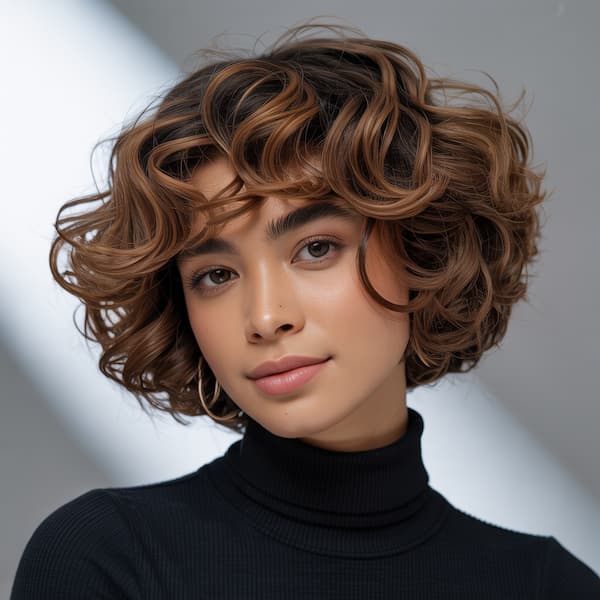 Cropped Voluminous Curly Bob