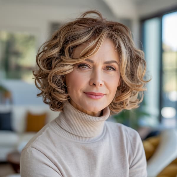 Curly Bob for Women over 50