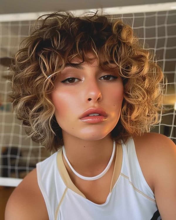 Curly Bob with Bangs