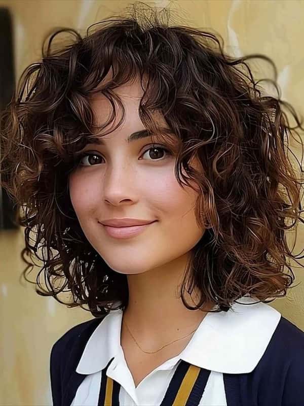 Curly Bob with Choppy Layers