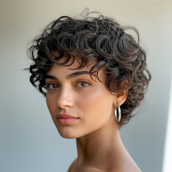 Full Curly Pixie Haircut