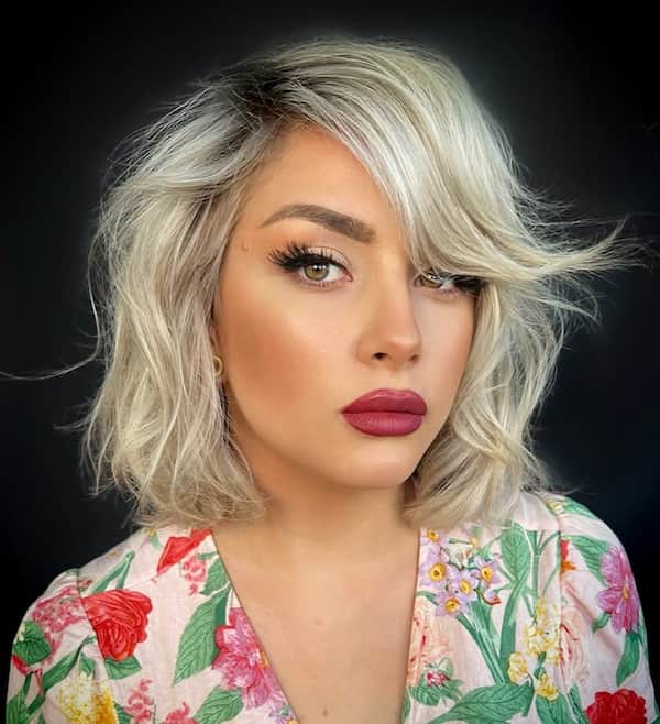 Glam Blonde Bob with Bangs
