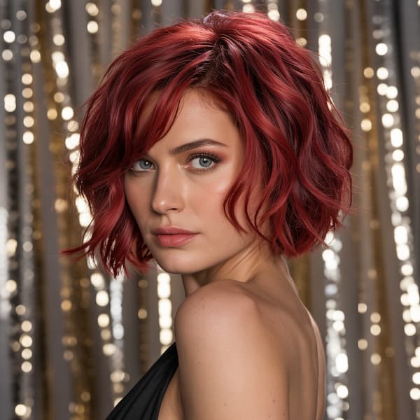 Glam Reddish Choppy Bob
