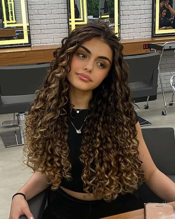 Hybrid Brunette Curly Haircut
