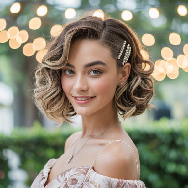Layered Curly Bob for Brides