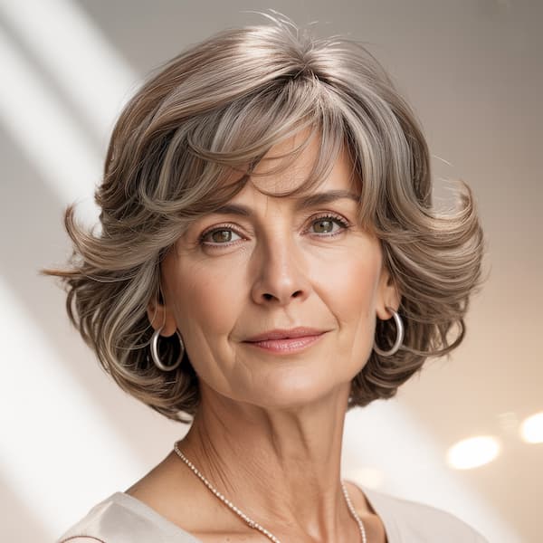 Layered Feathered Bob with Side Bangs