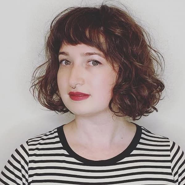 Loose Curly Bob for Women with Full Face