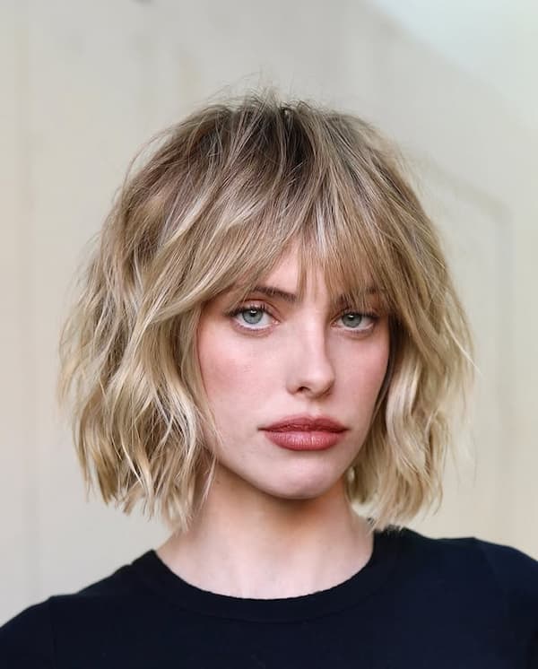 Modern Layered Bob with Full Bangs
