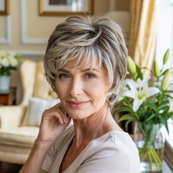 Old English Layered Haircut with Bangs 