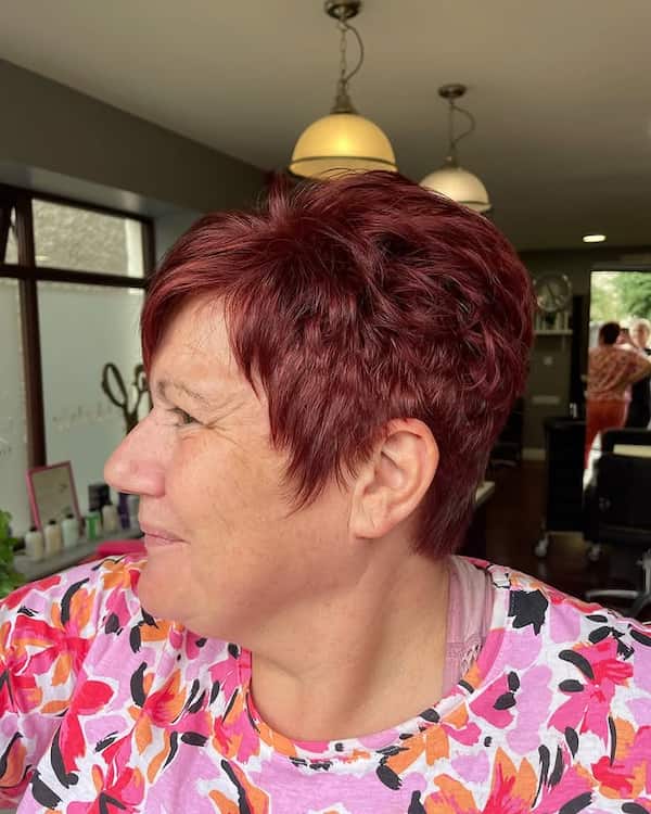 Reddish Tightly Layered Pixie 