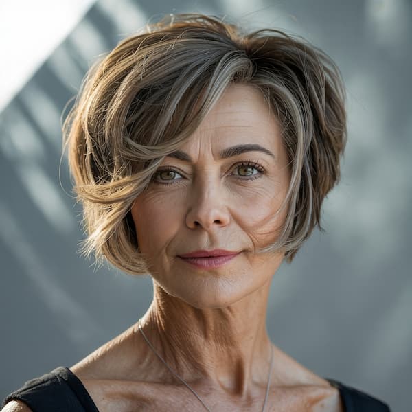 Short Voluminous Mixed-Tone haircut with Long Layers 