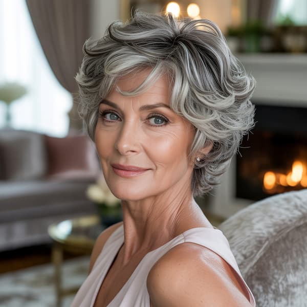 Short Wavy Haircut with Stepped Layers
