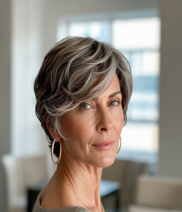 Side-Parted Layered Pixie 