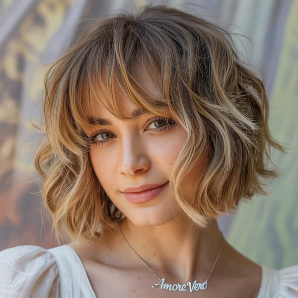 Soft Wavy Bob with Wispy Bangs