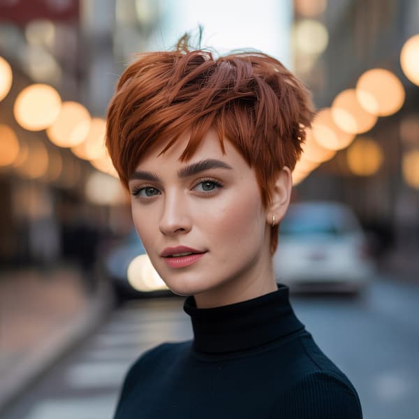 Thick Brunette Pixie with Layers 