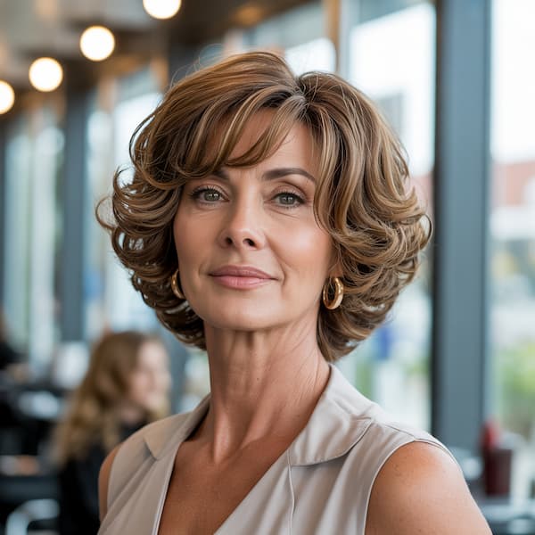 Vintage Layered Curly Bob