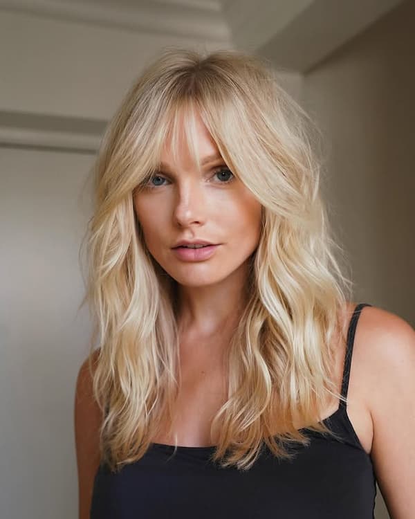 Wavy Lob with Wispy Bangs