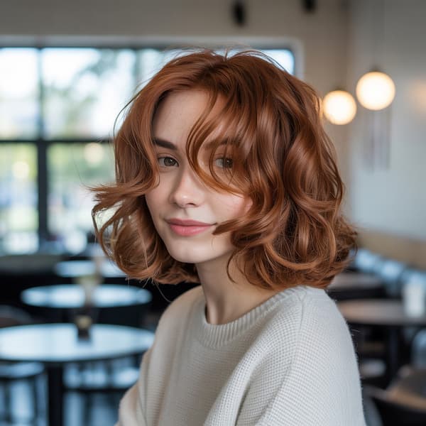 Wavy Shaggy Wispy Haircut with Curtain Bangs 