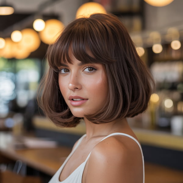 Bob with Curved Ends with Wispy Fringe