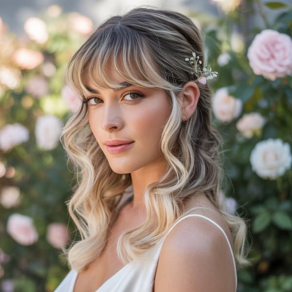 Bridal Waves with Wispy Bangs