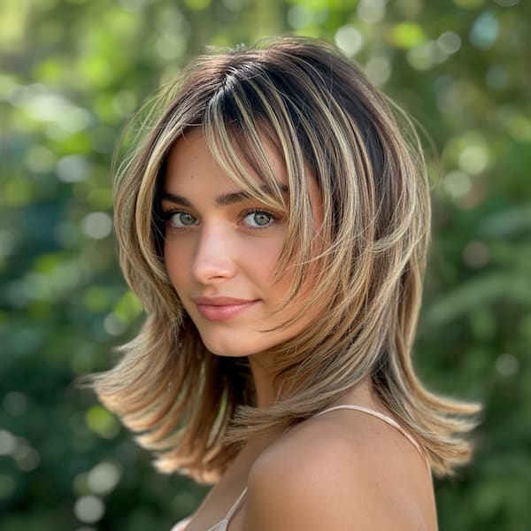 Choppy Feathered Haircut with Bangs 