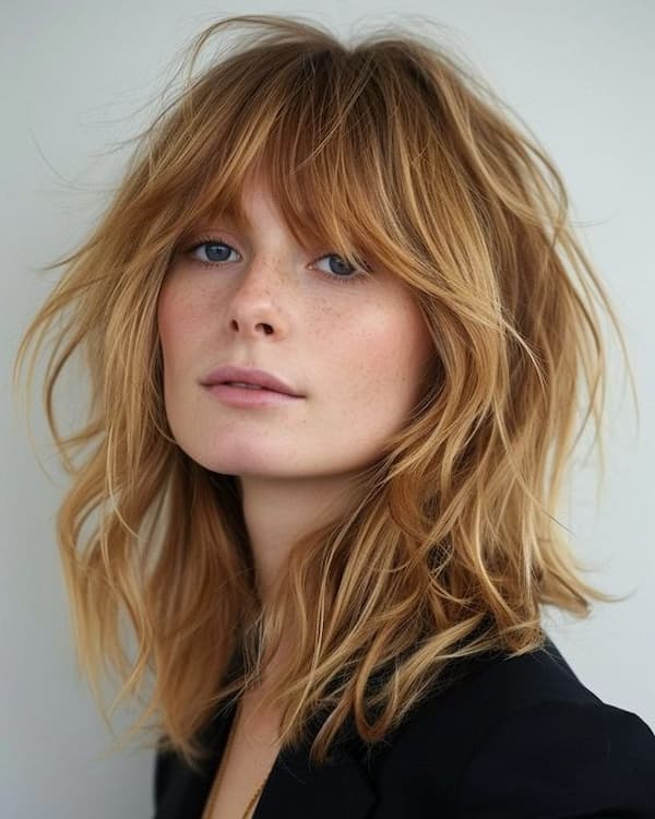 Choppy Shaggy Lob with Swoopy Bangs