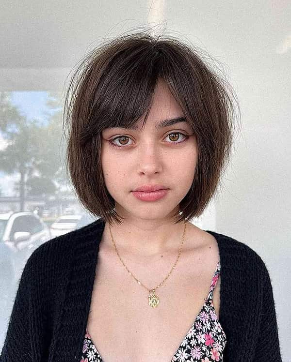 Cute Bob with Sweeping Fringe 