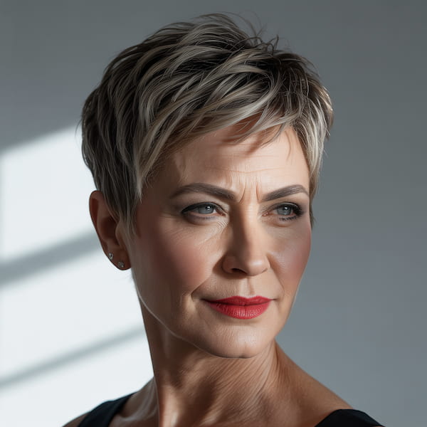 Edgy Layered Pixie for Over 50