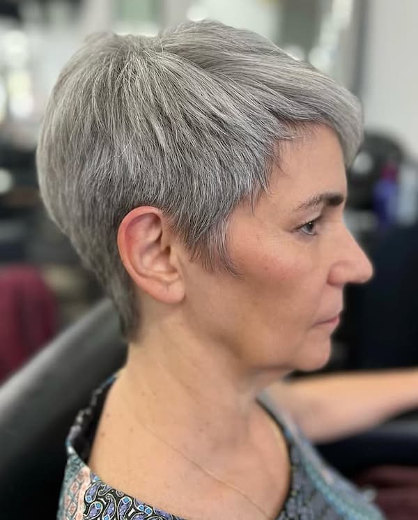 Gray Edgy Pixie for Older Women 