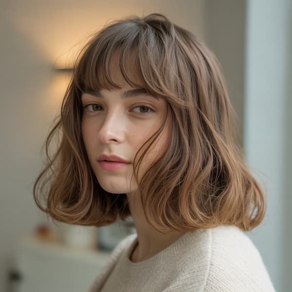 Layered Bob with Choppy Bangs with Blow Out Ends 
