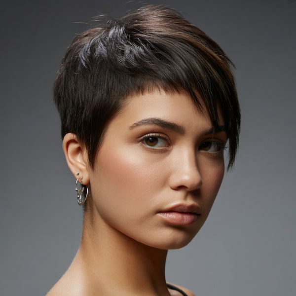 Layered Pixie with Edgy Side Bangs 