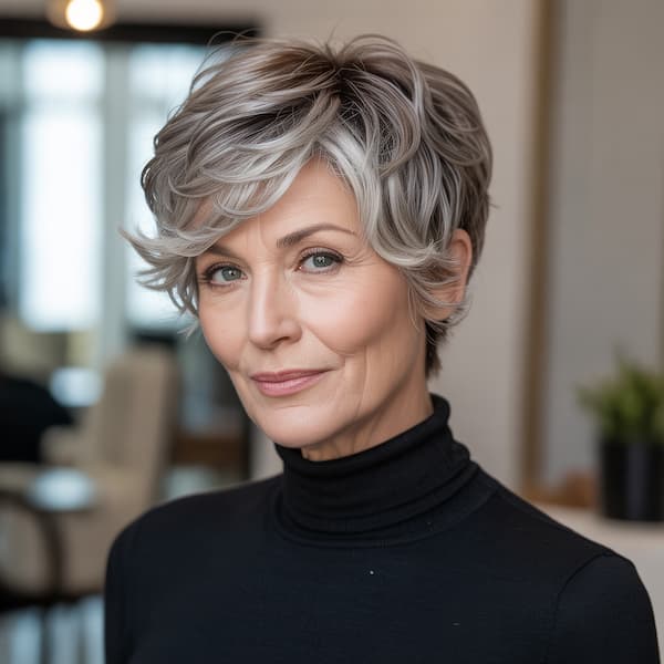 Layered Pixie with Feathered Side Bangs 