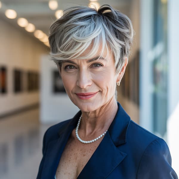Layered Pixie with Longer Side Bangs 