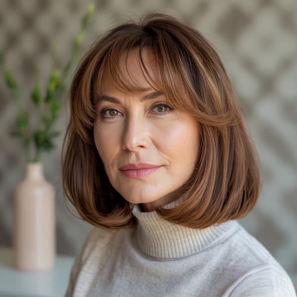 Long Bob with Swoopy Bangs for Fine Thin Hair 