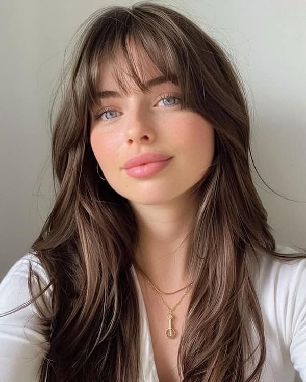 Long Haircut with Wispy Bangs