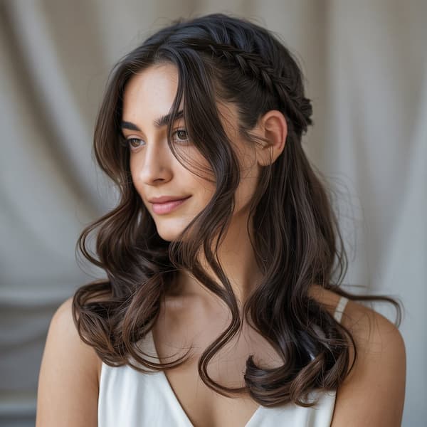 Mid-Length Haircut with Side Braids 