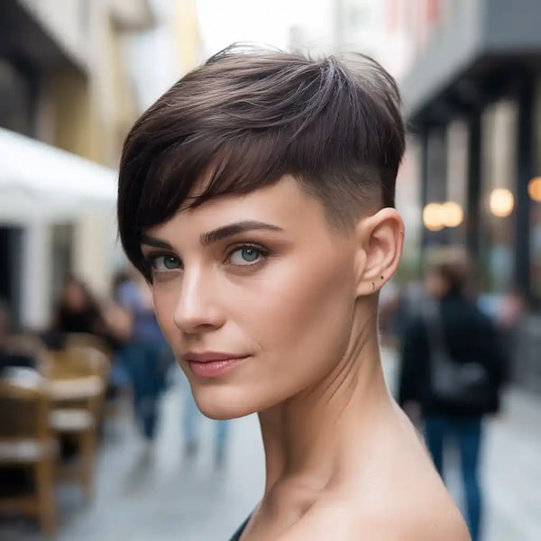Pixie with Side Bangs and Shaved Si