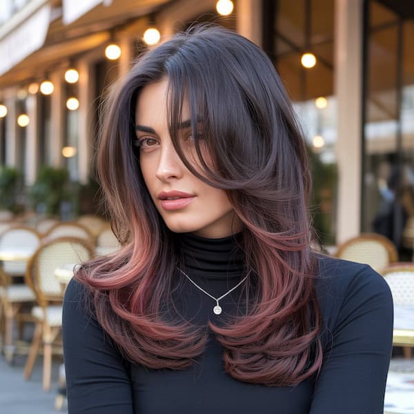 Purplish Summer Layered Haircut for Mid-Length Hair 
