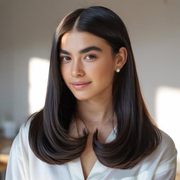 Sleek Mid-Length Hair with Curved Ends
