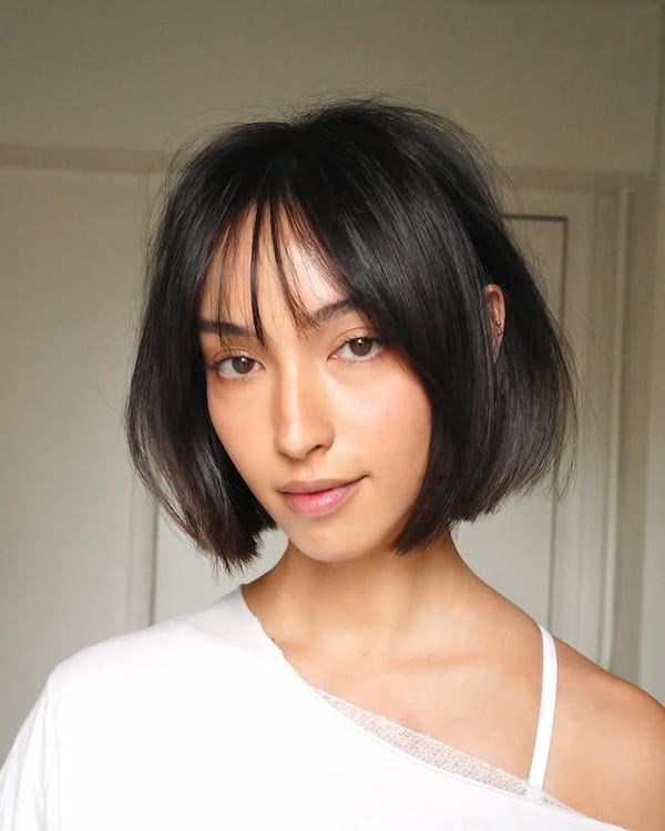 Soft Blunt Bob with Wispy Bangs