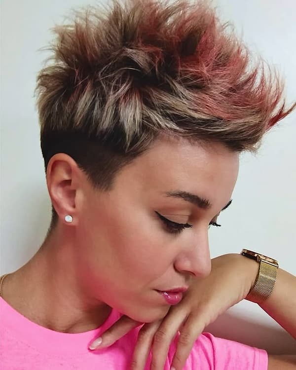 Spiky Pixie with Pink Highlights