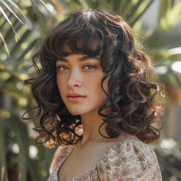 Spiraled Curly Hair with Bangs