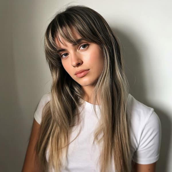 Straight Mid-Tone Haircut with Wispy Bangs 